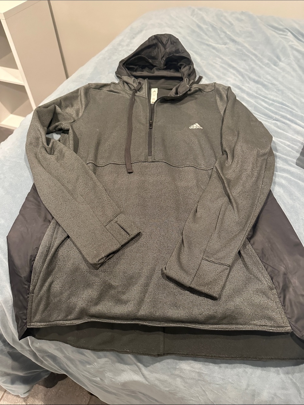adidas Women’s Charcoal Gray Hooded Quarter-Zip Performance Jacket